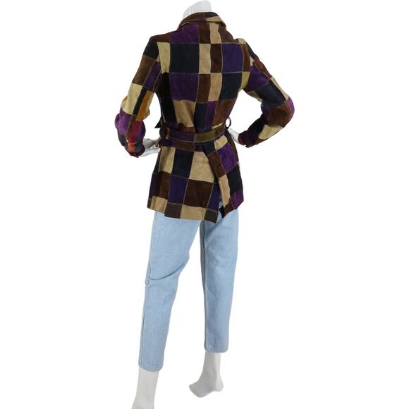 70s Vintage Latigo West Hippie Boho Festival Patch Work Leather Jacket Coat - Picture 5 of 12